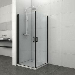 Shower cabin "ELITE BLACK", rectangular, black, with two openable door