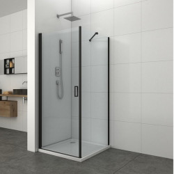 Shower cabin "ELITE BLACK", rectangular, black, with openable door