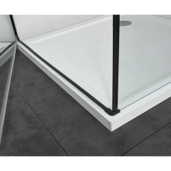 Shower cabin "ELITE BLACK", rectangular, black, with openable door