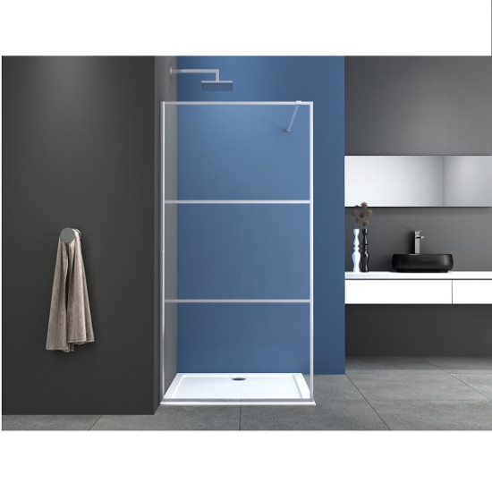 Стационарен параван за баня "ALU NEW", с прозрачно стъкло