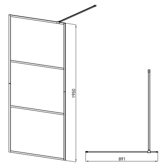 Стационарен параван за баня "ALU NEW", с частичен мат