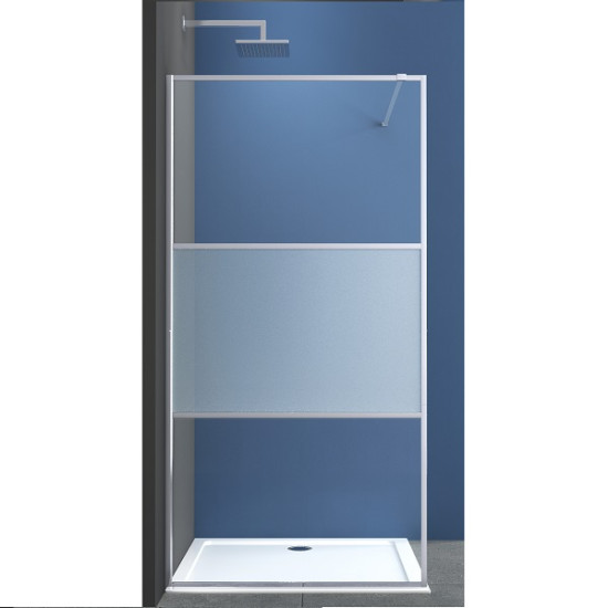 Стационарен параван за баня "ALU NEW", с частичен мат