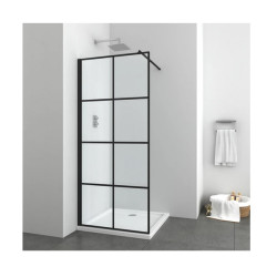 Стационарен параван за баня "ELITE BLACK", с рисувано стъкло