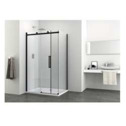 Shower cabin "ELITE BLACK", rectangular, black, with sliding door, 8 mm glass