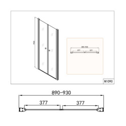 Преграден душ параван с отваряеми врати "STUDIO", хром
