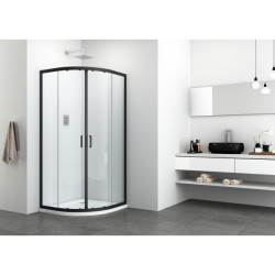 Shower cabin "ELITE BLACK", round, black