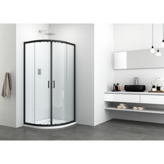 Shower cabin "ELITE BLACK", round, black