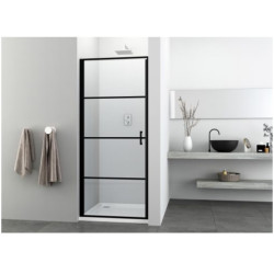 Преграден душ параван с отваряема врата "ELITE BLACK", с черно рисувано стъкло