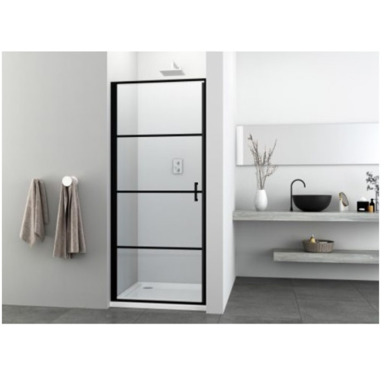 Преграден душ параван с отваряема врата "ELITE BLACK", с черно рисувано стъкло