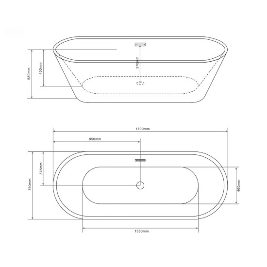 Свободностояща вана YORK 170 см
