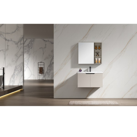 Комплект мебели за баня от PVC, 60  см. - долен шкаф с умивалник и горен шкаф с огледало БЕЗ LED