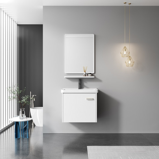 PVC Комплект мебели за баня ZETA, 40 см. - долен шкаф с умивалник и огледало с етажерка