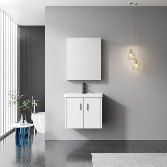 PVC комплект мебели за баня ZETA, 50 см. - долен шкаф с умивалник и горен шкаф с огледало