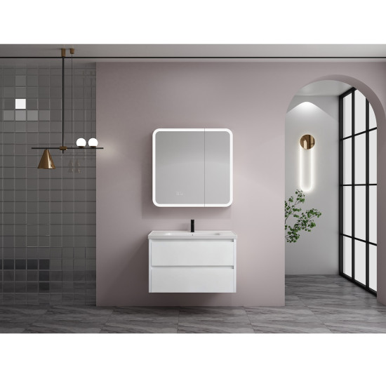 PVC комплект мебели за баня SIGMA, 60,70 и 80 см. - долен шкаф с умивалник и горен шкаф с LED огледало