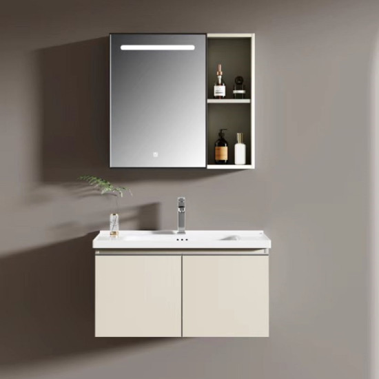 PVC комплект мебели за баня UMAG, 60 и 80 см. - долен шкаф с умивалник и горен шкаф с LED огледало