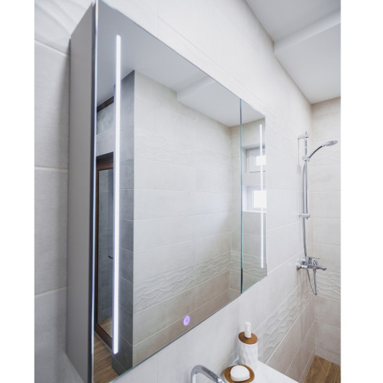 PVC комплект мебели за баня 60, 70 и 80 см. - долен шкаф с умивалник и горен шкаф с LED огледало