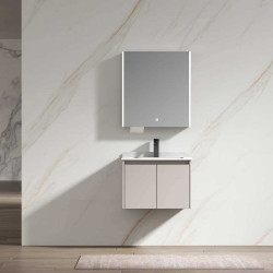 PVC комплект мебели за баня BETA, 60, 70 и 80 см. - долен шкаф с умивалник и горен шкаф с LED огледало