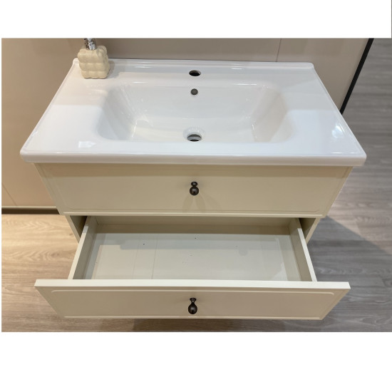 Комплект мебели за баня LIMA, от PVC, 60 и 80 см. - долен шкаф с умивалник и горен шкаф с LED огледало