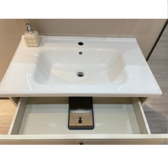 Комплект мебели за баня LIMA, от PVC, 60 и 80 см. - долен шкаф с умивалник и горен шкаф с LED огледало