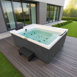 KORFU- Outdoor jacuzzi, white, incl. cover and steps,190x140x70 cm, SPA 34