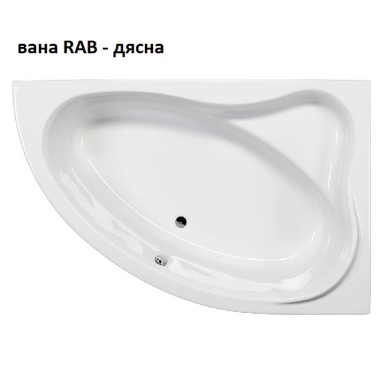 Асиметрична акрилна вана "RAB-KRK" 150x98x40 см