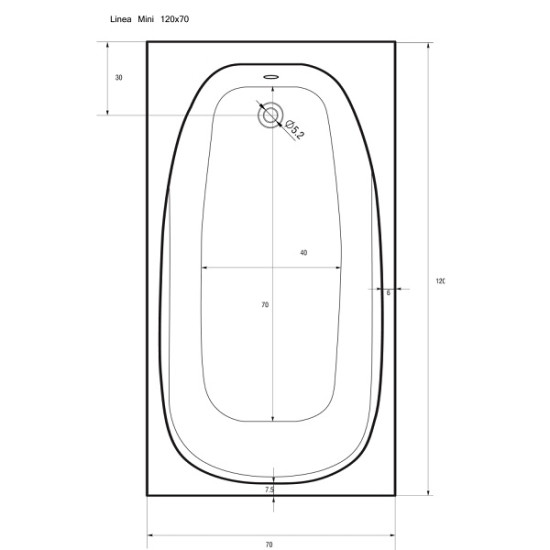 Правоъгълна акрилна вана "LINEA Mini" 120x70x40.5 см. Правоъгълна акрилна вана "LINEA Mini" 120x70x40.5 см.